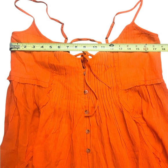 Anthropologie Women’s Large Gauze Cover-up Tunic Top Orange Lightweight - Picture 6 of 10